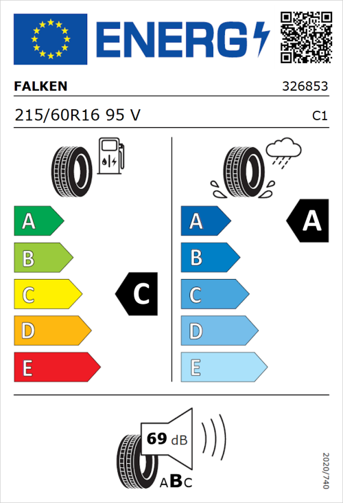 Tyre Label for Falken Ziex ZE914a Ecorun 215/60R16 95V